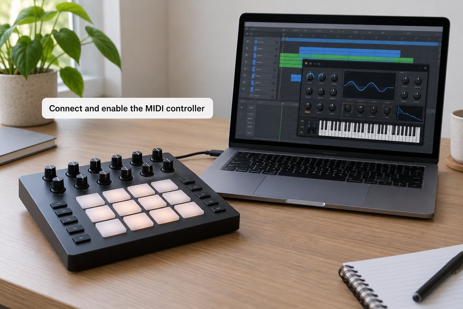 Connect and enable the MIDI controller