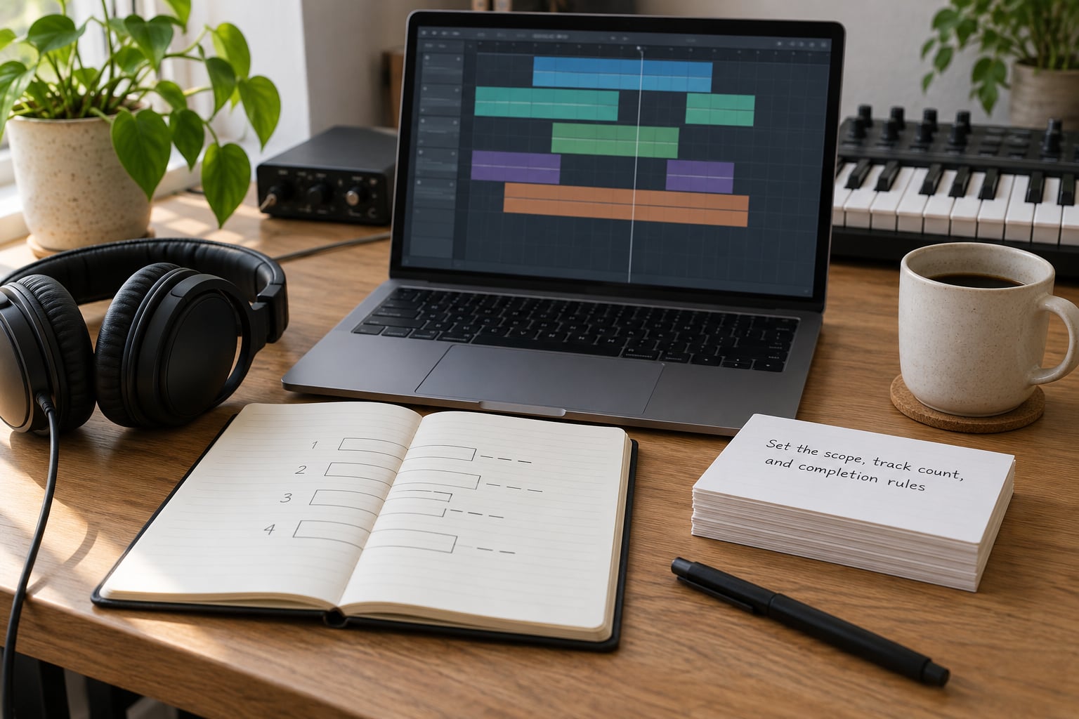 Set the scope, track count, and completion rules