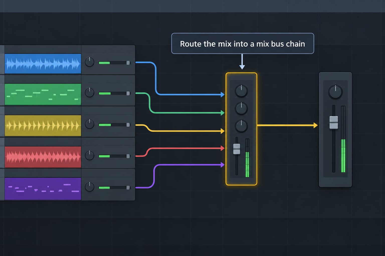 Route the mix into a mix bus chain
