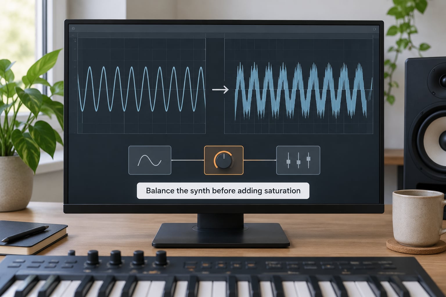 Balance the synth before adding saturation