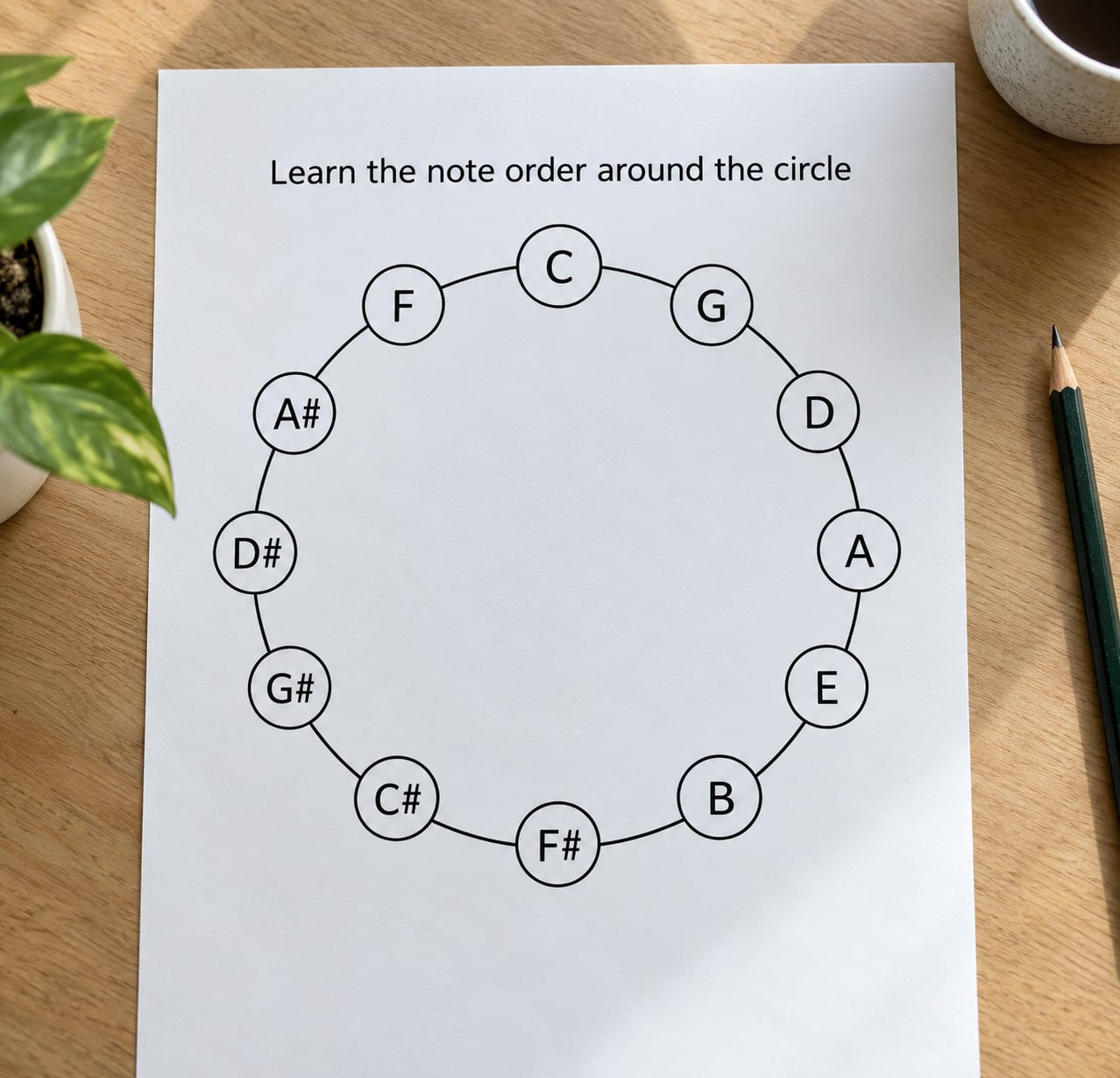 Learn the note order around the circle